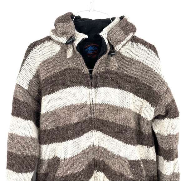 Himalayan Mountain Wool Norwegian Nepalese Polar Fleece Hoodie Sweater Coat - Picture 2 of 5
